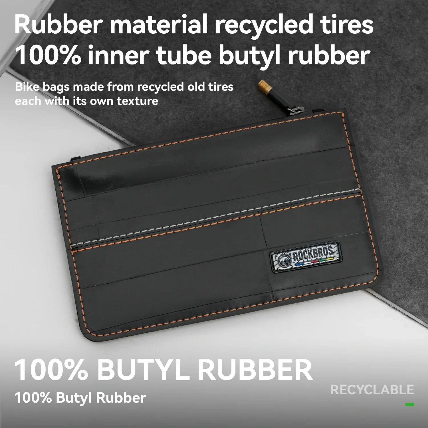 Sustainable Eco-Friendly Recycled Tire Bike Wallet 0.7L ROAD TO SKY