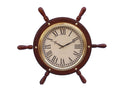 Solid Wood & Brass Ship Wheel Clock 15""