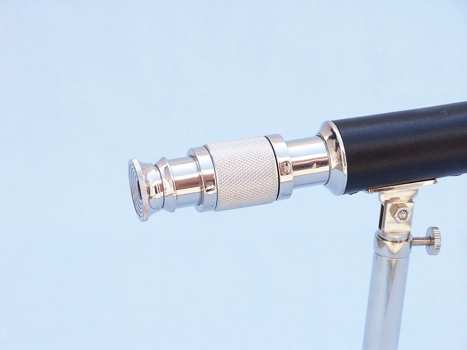Chrome with Leather Telescope on Stand 17""