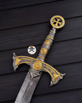 Templar Knights Sword Damascus Steel Crusader Sword Custom Hand Forged Blade - PhishStones Products
