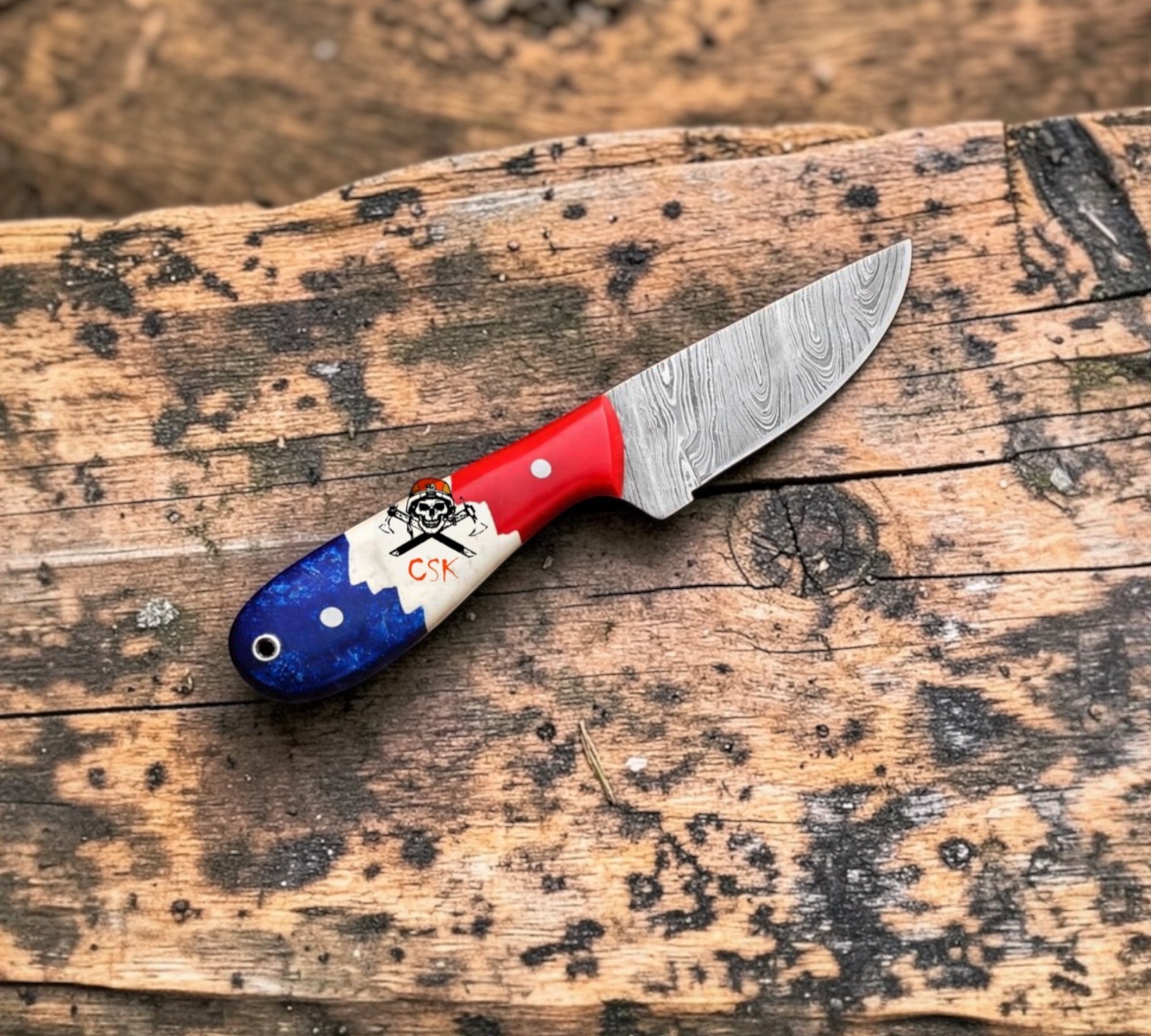 Texas Buckaroo Knife – 3” Damascus Ranch Blade With Pancake Sheath - PhishStones Products