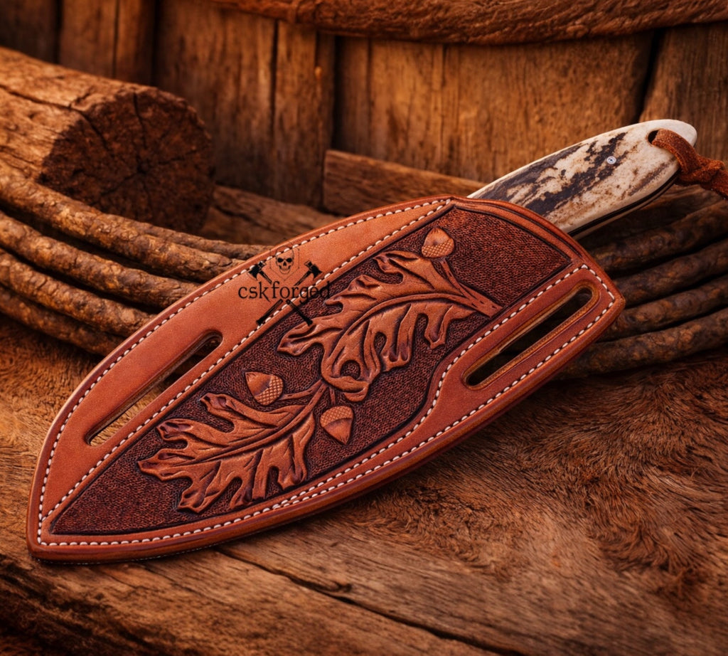 The Last Buckaroo Knife - 4” Damascus Blade with Antler & Turquoise Handle - PhishStones Products
