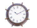 Antique Brass Ship Wheel Clock 15""
