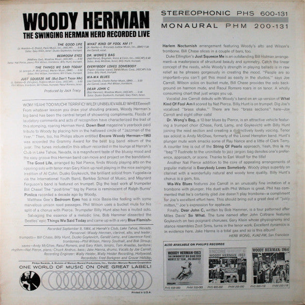The Swinging Herman Herd Recorded Live | Near Mint (NM) Very Good Plus (VG+) - PhishStones Products