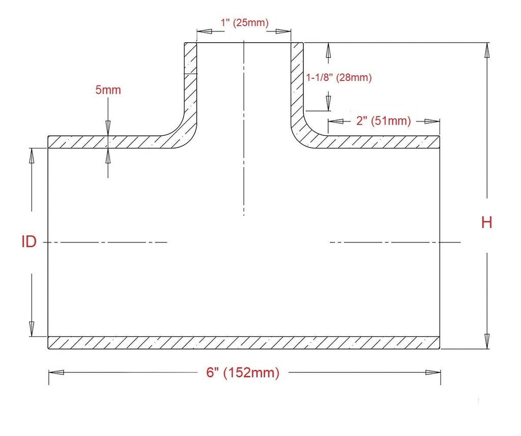 HPS Performance Products HPS 1-5/8" Silicone T Hose Coupler Adapter with 1" Branch, High Temp 4-ply Reinforced