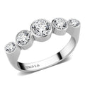 TK3697 - High polished (no plating) Stainless Steel Ring with AAA Grade CZ in Clear