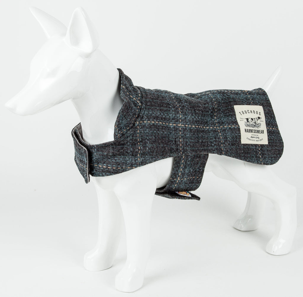 Touchdog ® 2-In-1 Windowpane Plaid Matching Dog Jacket and Reversible Dog Mat