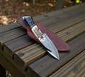 Trailblazer's Damascus Blade - 9" Hunting Knife with Leather Sheath - PhishStones Products