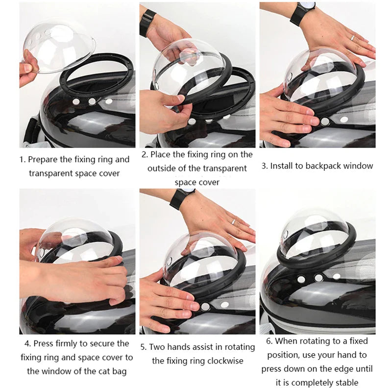 Transparent Bubble Pet Backpack Carrier — Space Capsule Design with Ventilation & Side Pocket | 35 x 25 x 42 cm (13.8 x 9.8 x 16.5 in) — For Cats & Small Dogs - PhishStones Products