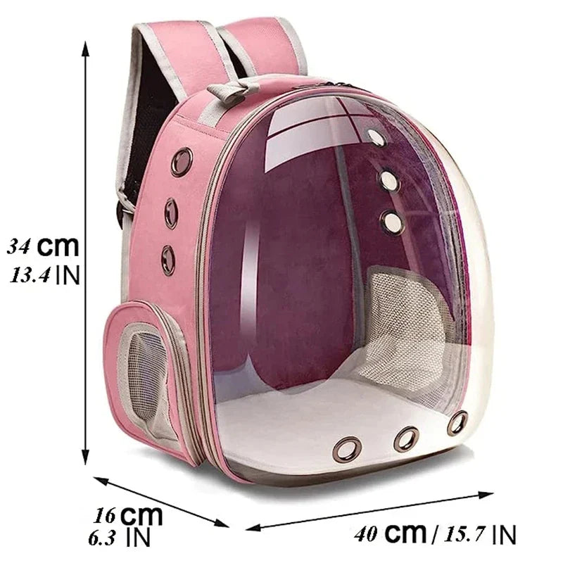 Transparent Bubble Pet Carrier Backpack for Cats & Small Pets, Breathable Travel Carrier with Zipper - PhishStones Products