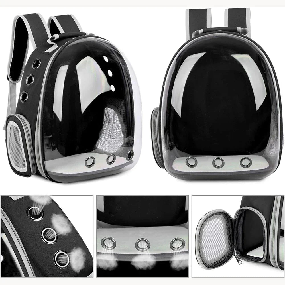 Transparent Bubble Pet Carrier Backpack for Cats & Small Pets, Breathable Travel Carrier with Zipper - PhishStones Products