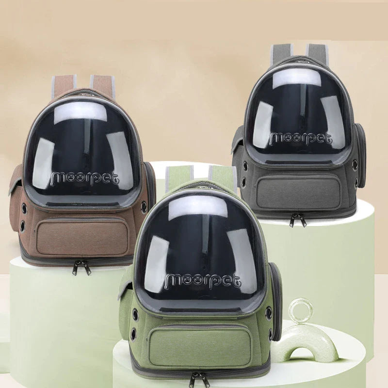 Transparent Foldable Pet Carrier Backpack – 42 x 27 x 34 cm (16.5 x 10.6 x 13.4 in) Clear Cat & Small Dog Travel Bag with Shoulder Strap - PhishStones Products