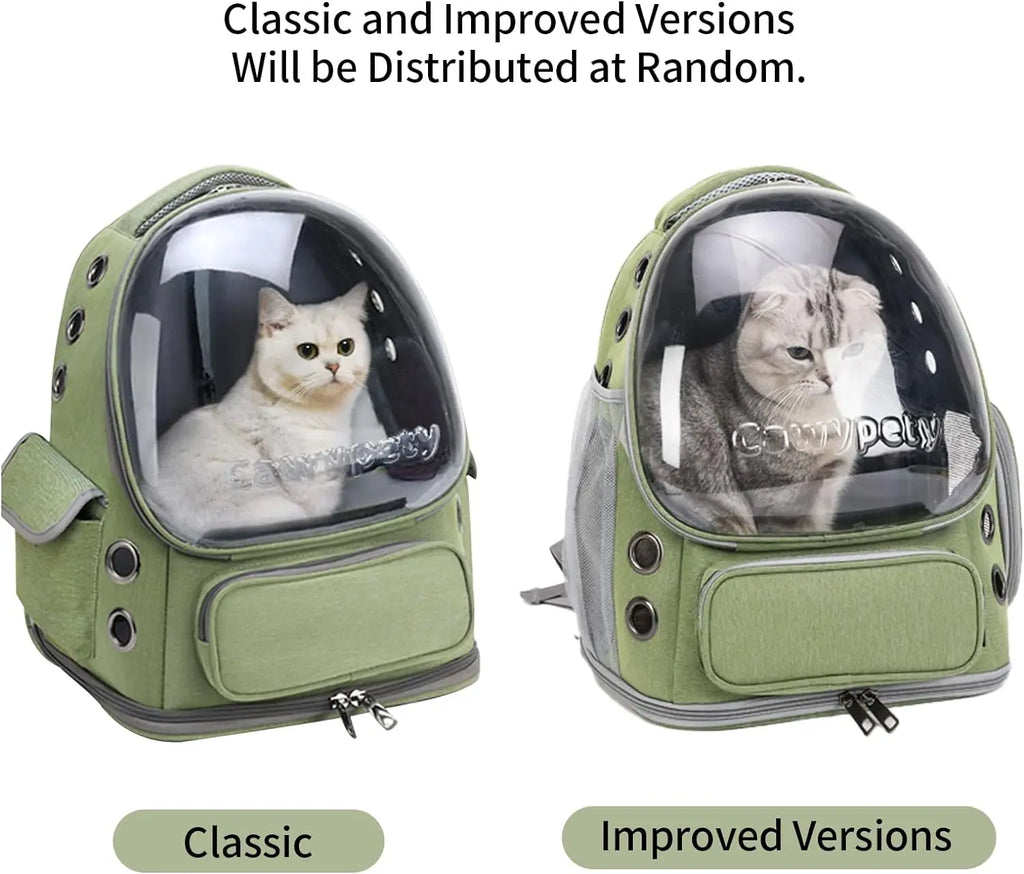Transparent Foldable Pet Carrier Backpack – 42 x 27 x 34 cm (16.5 x 10.6 x 13.4 in) Clear Cat & Small Dog Travel Bag with Shoulder Strap - PhishStones Products