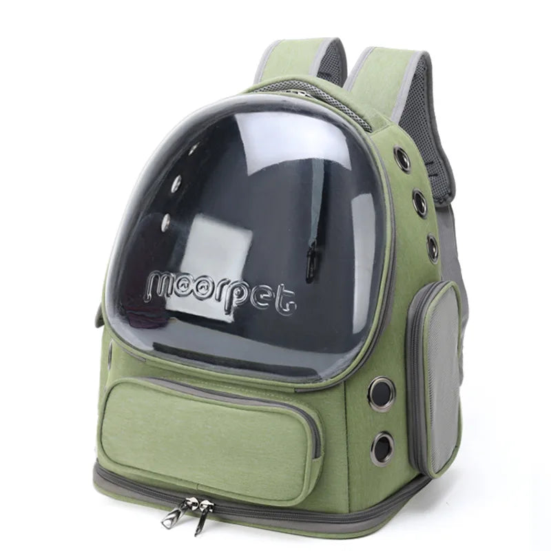 Transparent Foldable Pet Carrier Backpack – 42 x 27 x 34 cm (16.5 x 10.6 x 13.4 in) Clear Cat & Small Dog Travel Bag with Shoulder Strap - PhishStones Products