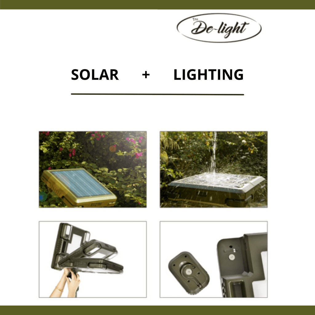 TRU De - LIGHT WHITENIGHT Multipurpose Solar / AC / DC - Garden, Camping Main Light + 3 Independent Detachable Multi Mode Side Lights / Tripod + Carrying Bag - PhishStones Products