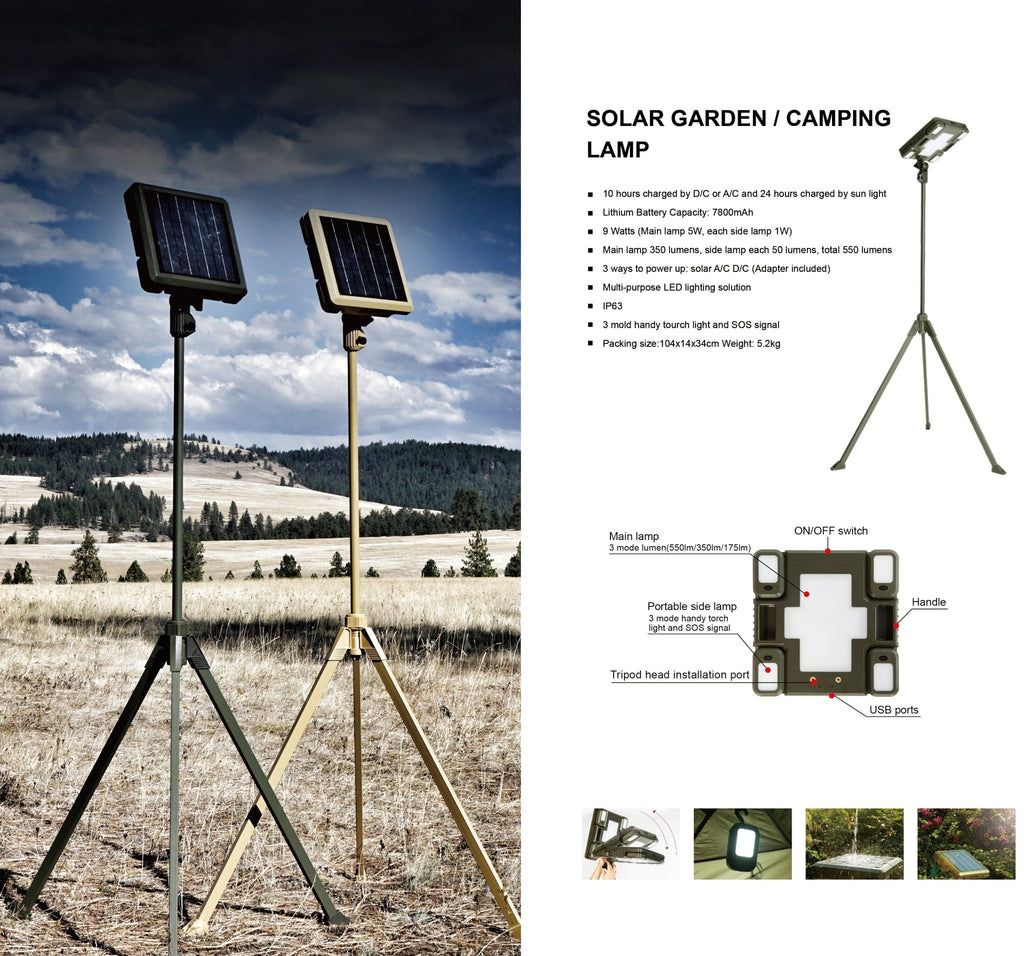 TRU De - LIGHT WHITENIGHT Multipurpose Solar / AC / DC - Garden, Camping Main Light + 3 Independent Detachable Multi Mode Side Lights / Tripod + Carrying Bag - PhishStones Products