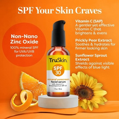 TruSkin Mineral Sunscreen Facial Serum with Vitamin C SPF 30 1 fl oz - New - PhishStones Products