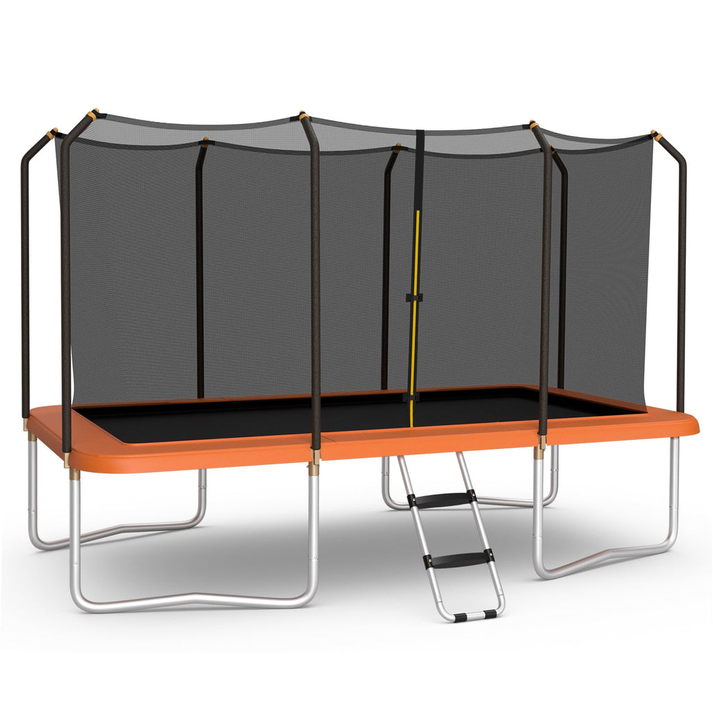 8 x 14 Feet Rectangular Recreational Trampoline with Safety Enclosure Net and Ladder