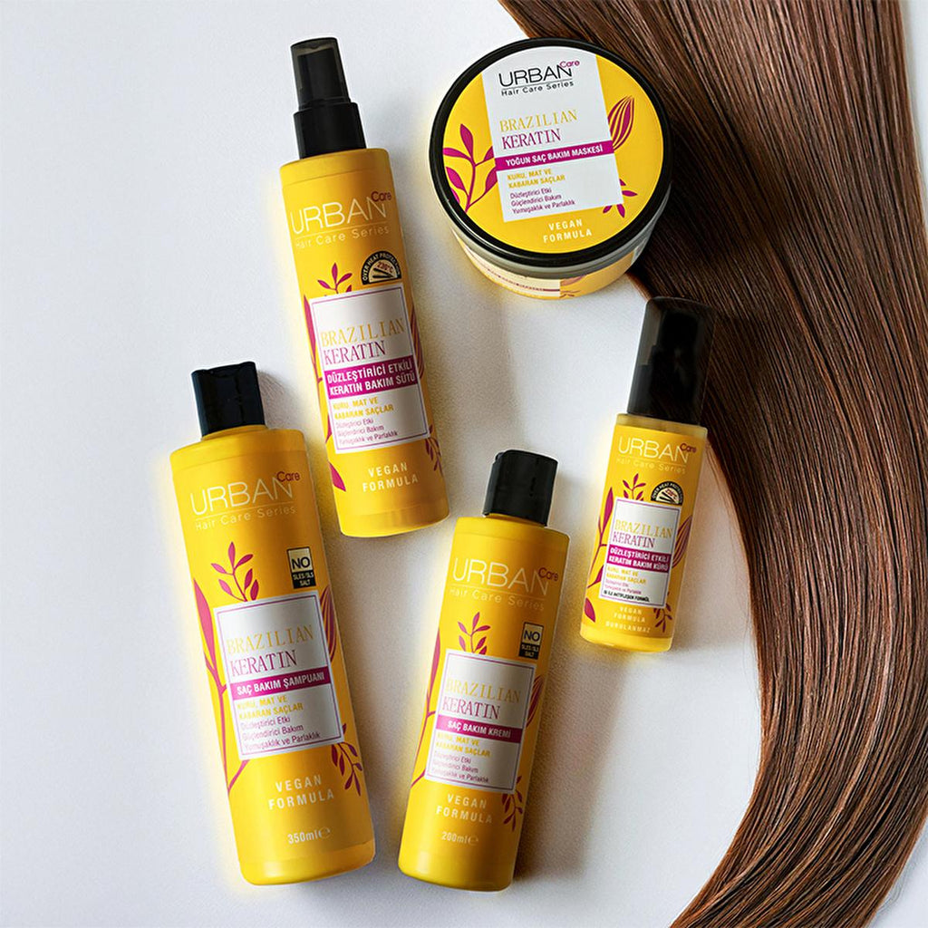 Urban Care Brazilian Keratin Hair Smoothing Milk: Heat Protection & Frizz Control, Vegan & UV Protection - Keratin Hair Treatment for Smooth, Straight Hair