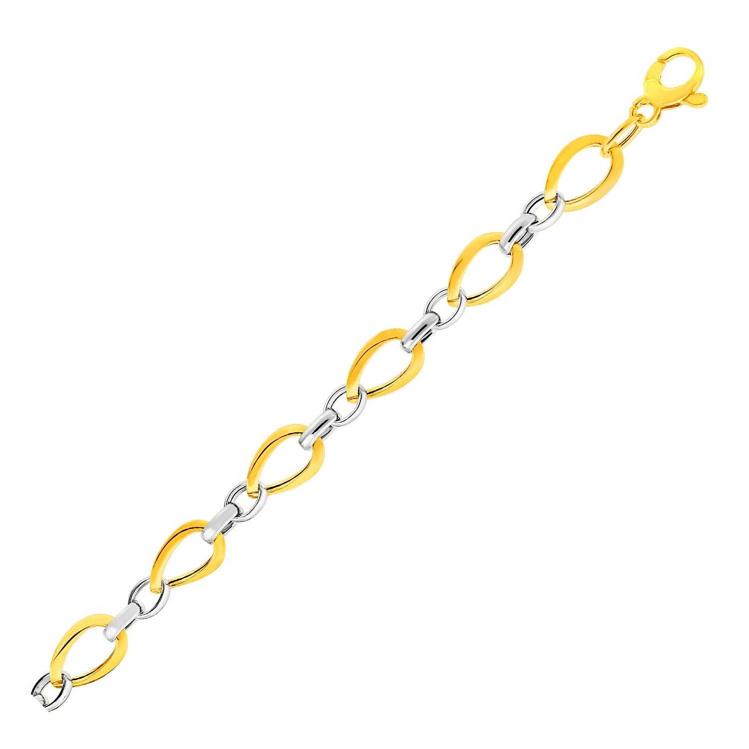 Twisted Oval Chain Bracelet in 14k Two Tone Gold - PhishStones Products