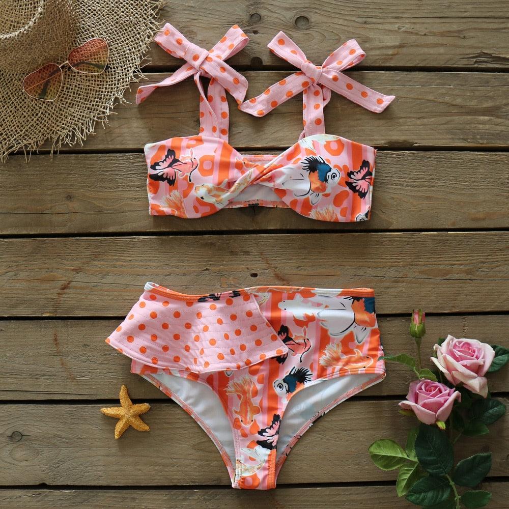 Two-Pieces Women Push-Up Padded Bra Ruffles Bandage Bikini Set Swimsuit Women's Bathing Suits Ruffles Flounce Bikini Sets Low Rise Two Piece Swimsuit Swimwear Bathing Suit Beachwear