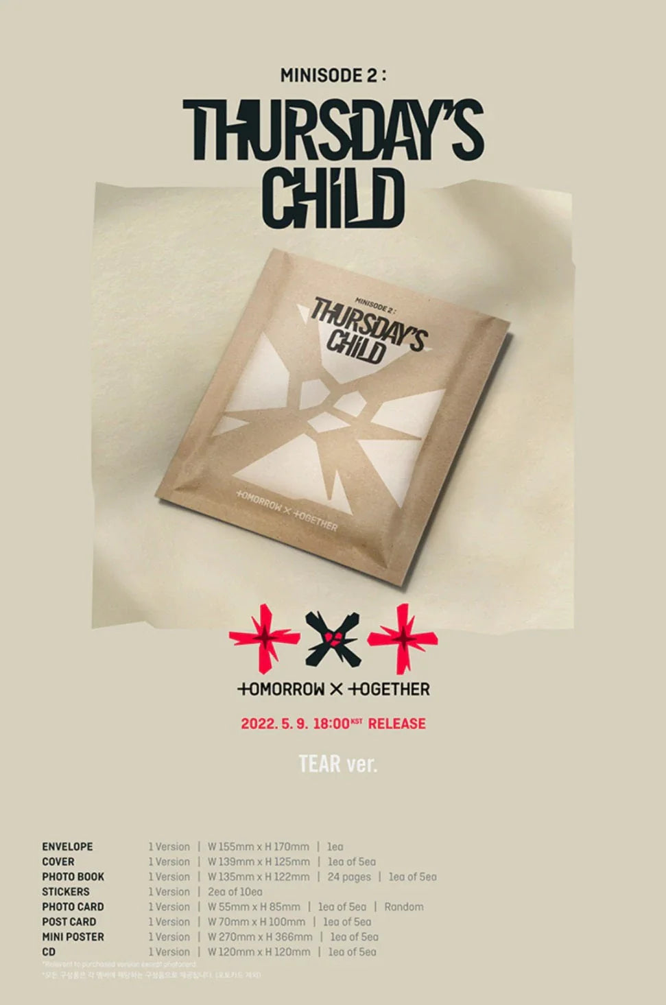 TXT - 4th Mini Album Minisode 2 Thursday's Child (Tear Ver.)