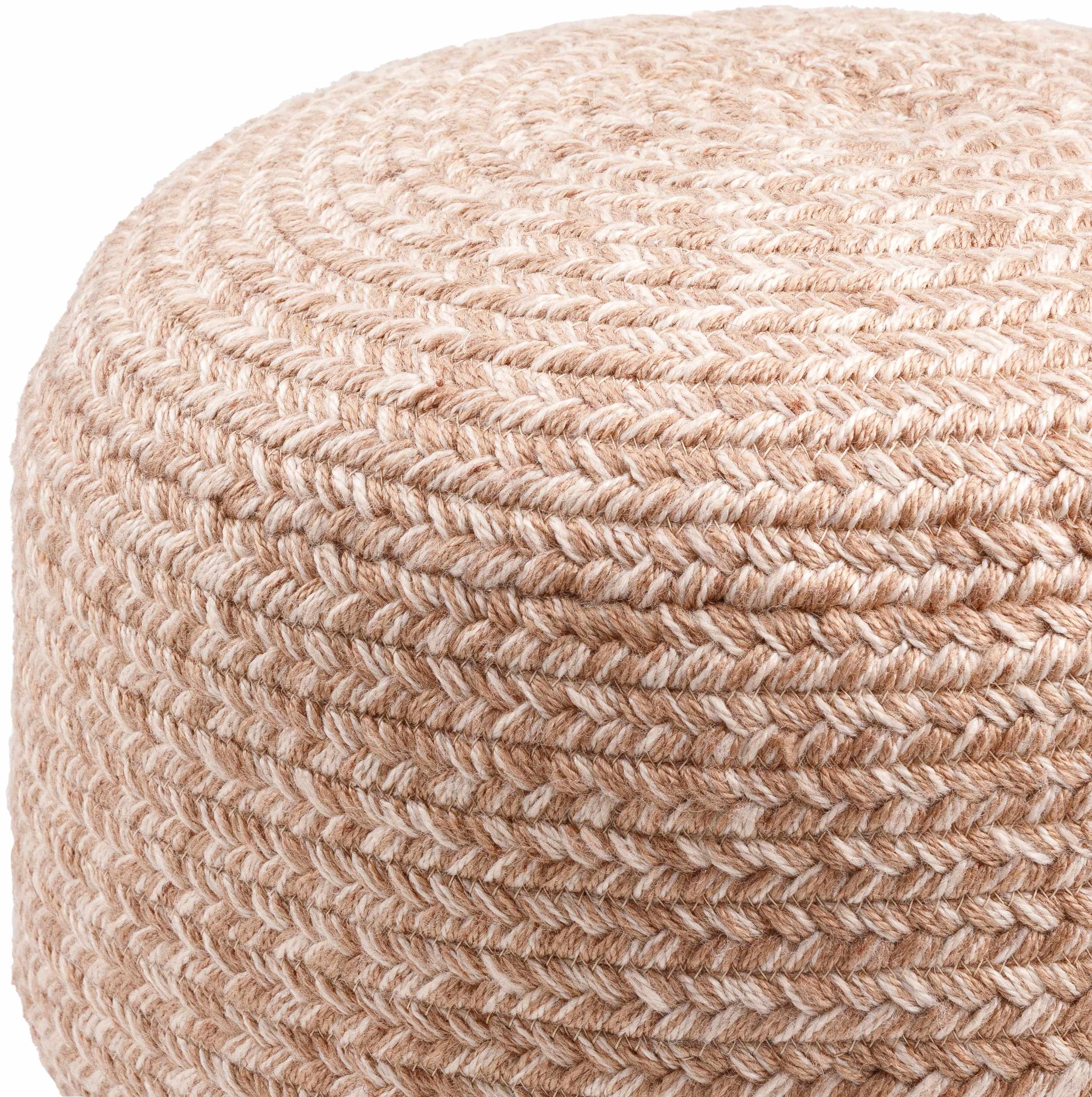 Tonanitla Natural Fiber Blush Knitted Outdoor Pouf