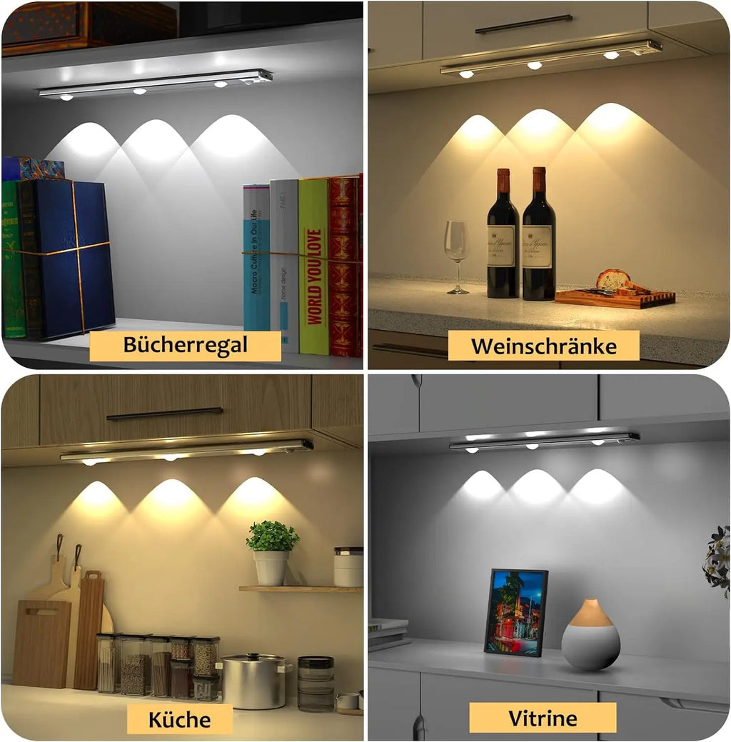 Ultra Thin Motion Sensor LED Cabinet Light - Dimmable USB Rechargeable, 3 Color Modes for Kitchen Wardrobe Bedroom Stairs - PhishStones Products