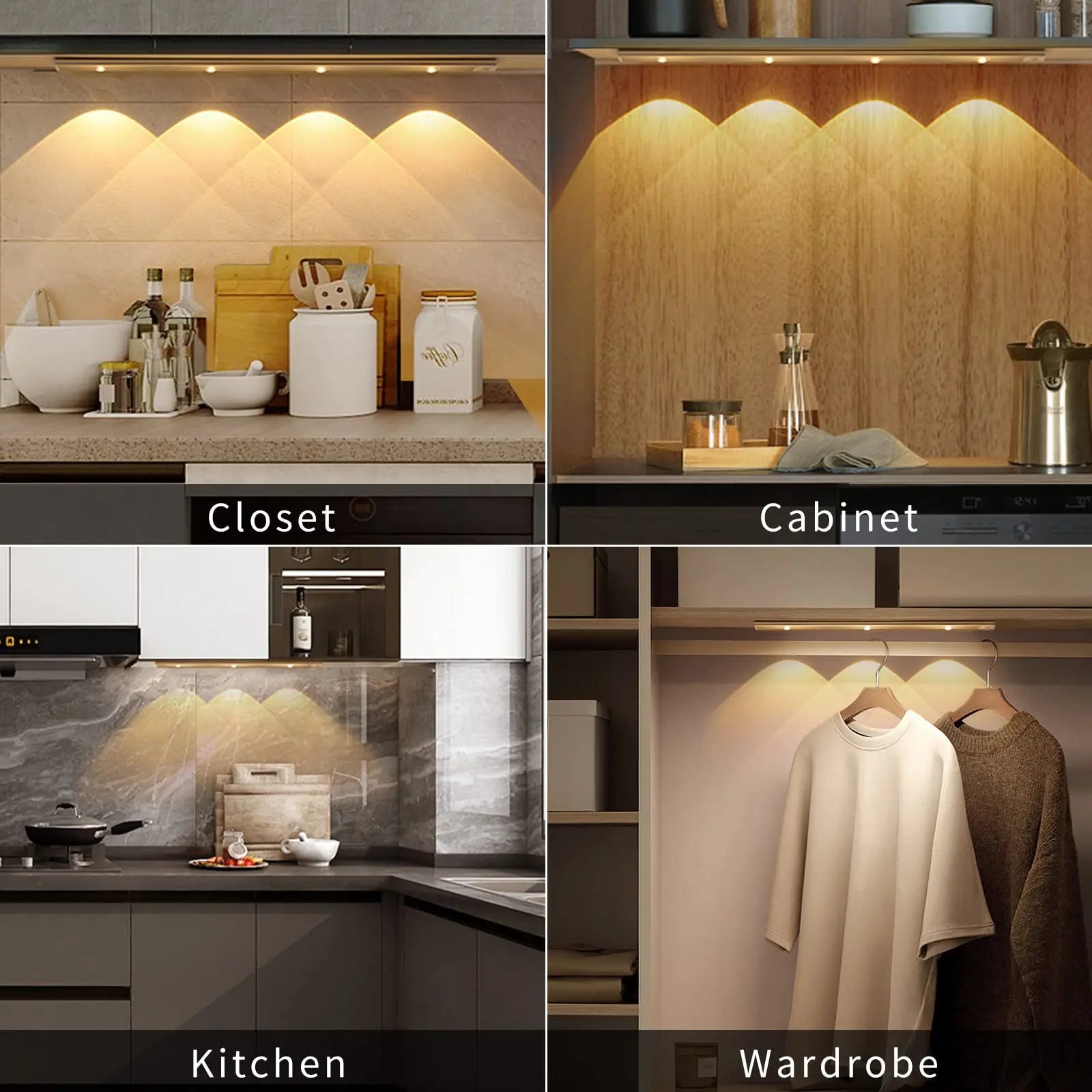 Ultra Thin Motion Sensor LED Cabinet Light - Dimmable USB Rechargeable, 3 Color Modes for Kitchen Wardrobe Bedroom Stairs - PhishStones Products