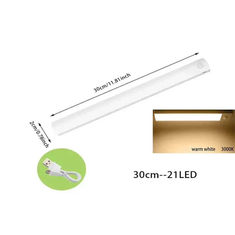 Under - Cabinet Rechargeable LED Motion Sensor Strip Light Magnetic Battery - Operated for Kitchen Cabinet Closet — 10/20/30/50cm (3.9/7.9/11.8/19.7 in) - PhishStones Products