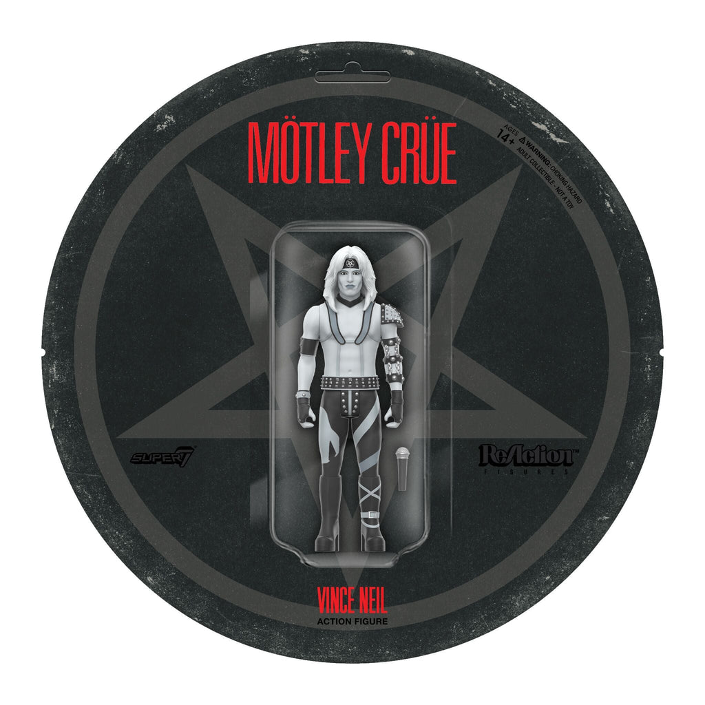 Super7 x Mötley Crüe - Vince Neil (Shout At The Devil B&W) ReAction Figure