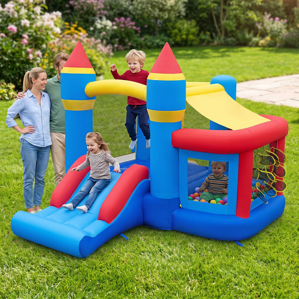 Inflatable Bounce House with Slide, Ball Pit & 550W Blower
