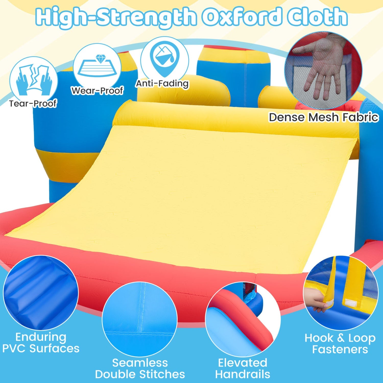 Inflatable Bounce House with Slide, Ball Pit & 550W Blower