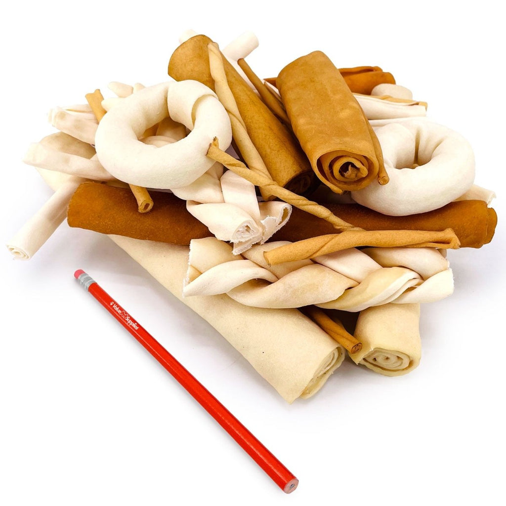 ValueBull USA Rawhide, Varied Mix of Fun Shapes for Dogs, 1 Pound