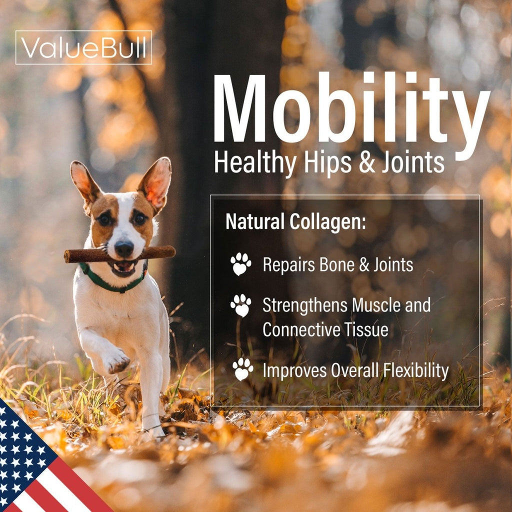 ValueBull USA Collagen Sticks for Dogs, 6 Inch Jumbo Chews, Natural Long-Lasting Dog Treats, 25 Count