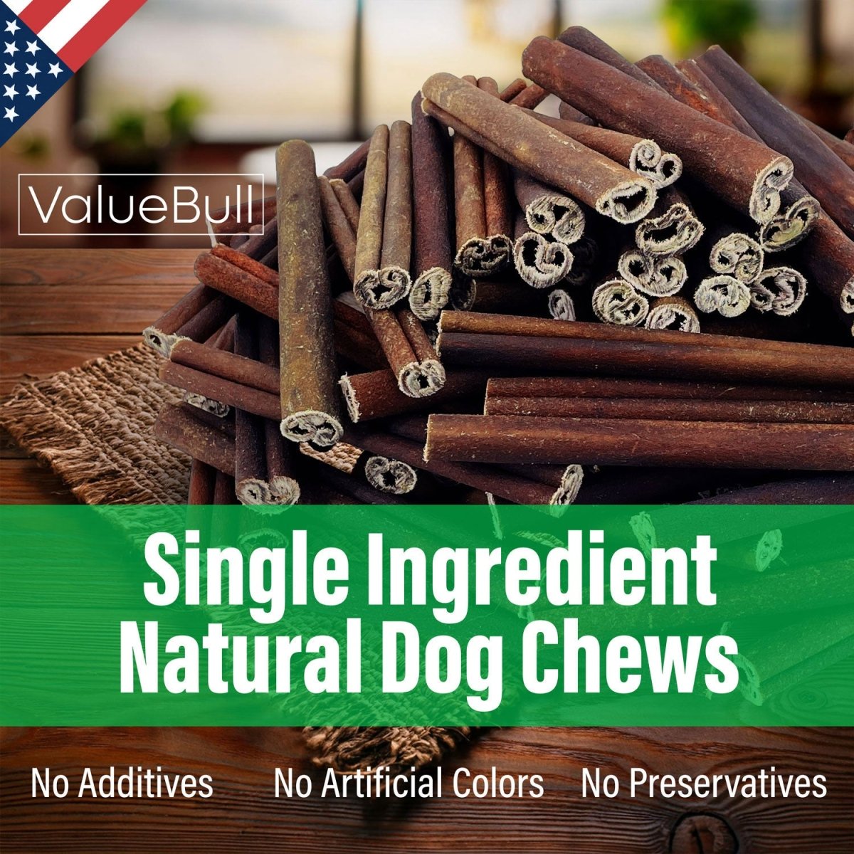 ValueBull USA Collagen Sticks for Small Dogs, 6 Inch Thin Chews, Natural Dog Treats, 50 Count