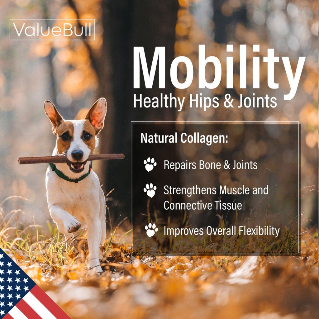 ValueBull USA Collagen Sticks for Dogs, 12 Inch Medium Chews, Natural Long-Lasting Dog Treats, 25 Count