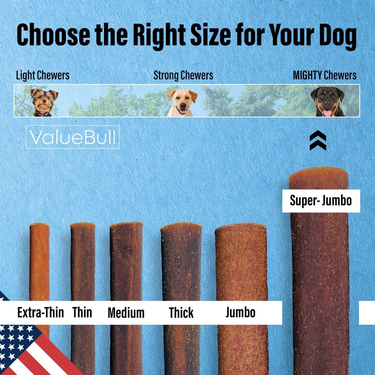 ValueBull USA Beef Collagen Sticks, 12 Inch Super Jumbo Chews, 10 Count