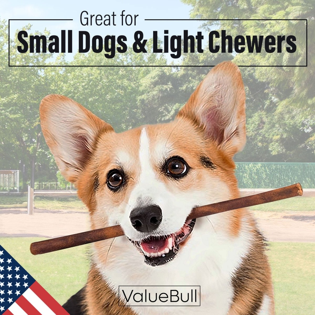 ValueBull USA Collagen Sticks for Small Dogs, 12 Inch Thin Chews, Natural Dog Treats, 25 Count
