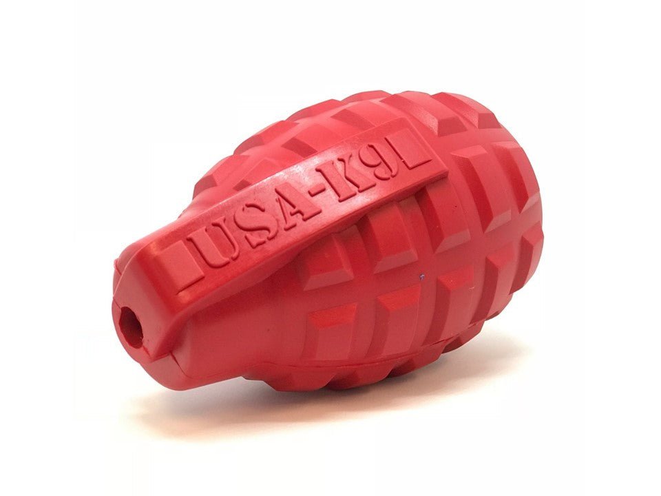 USA - K9 Grenade Shaped eDispenser Durable Dog Chew Toy & Treat Dispenser - Army Green - PhishStones Products
