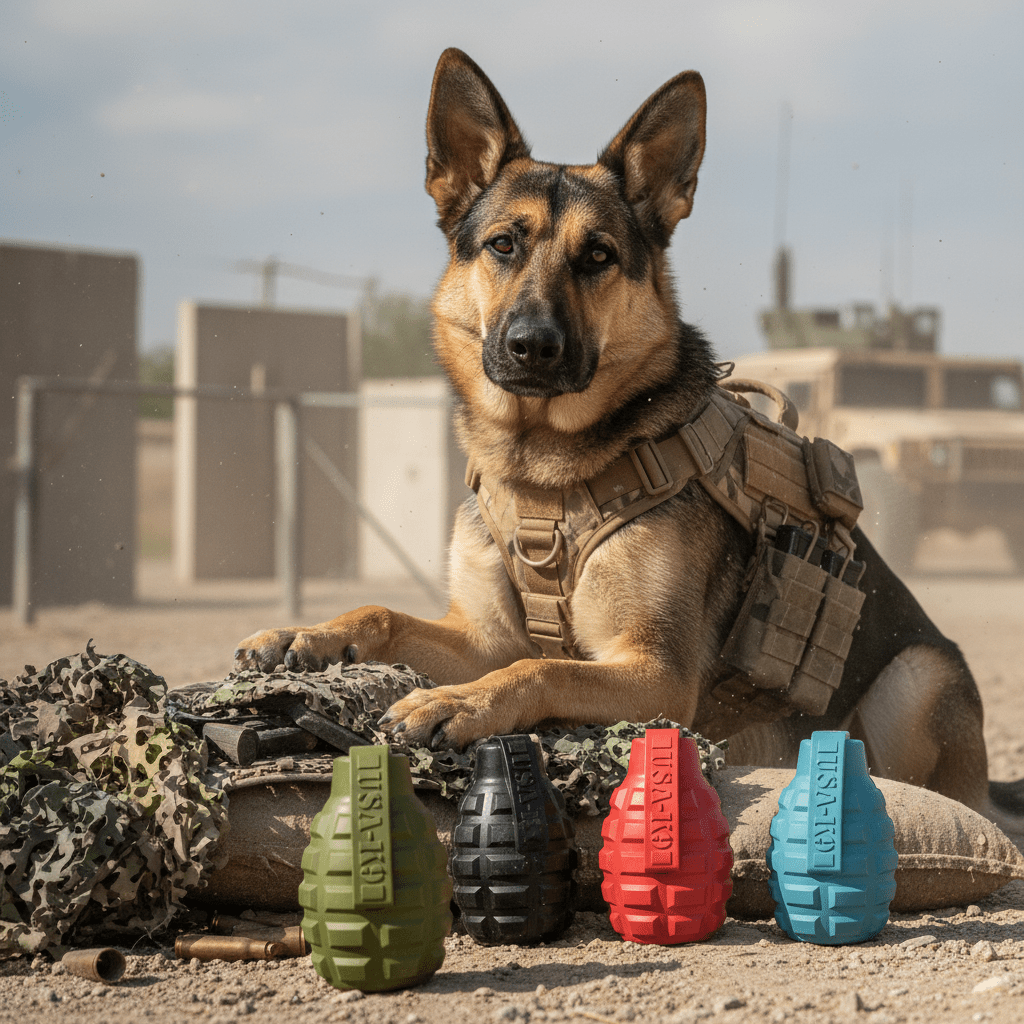USA - K9 Grenade Shaped eDispenser Durable Dog Chew Toy & Treat Dispenser - Magnum Black - PhishStones Products