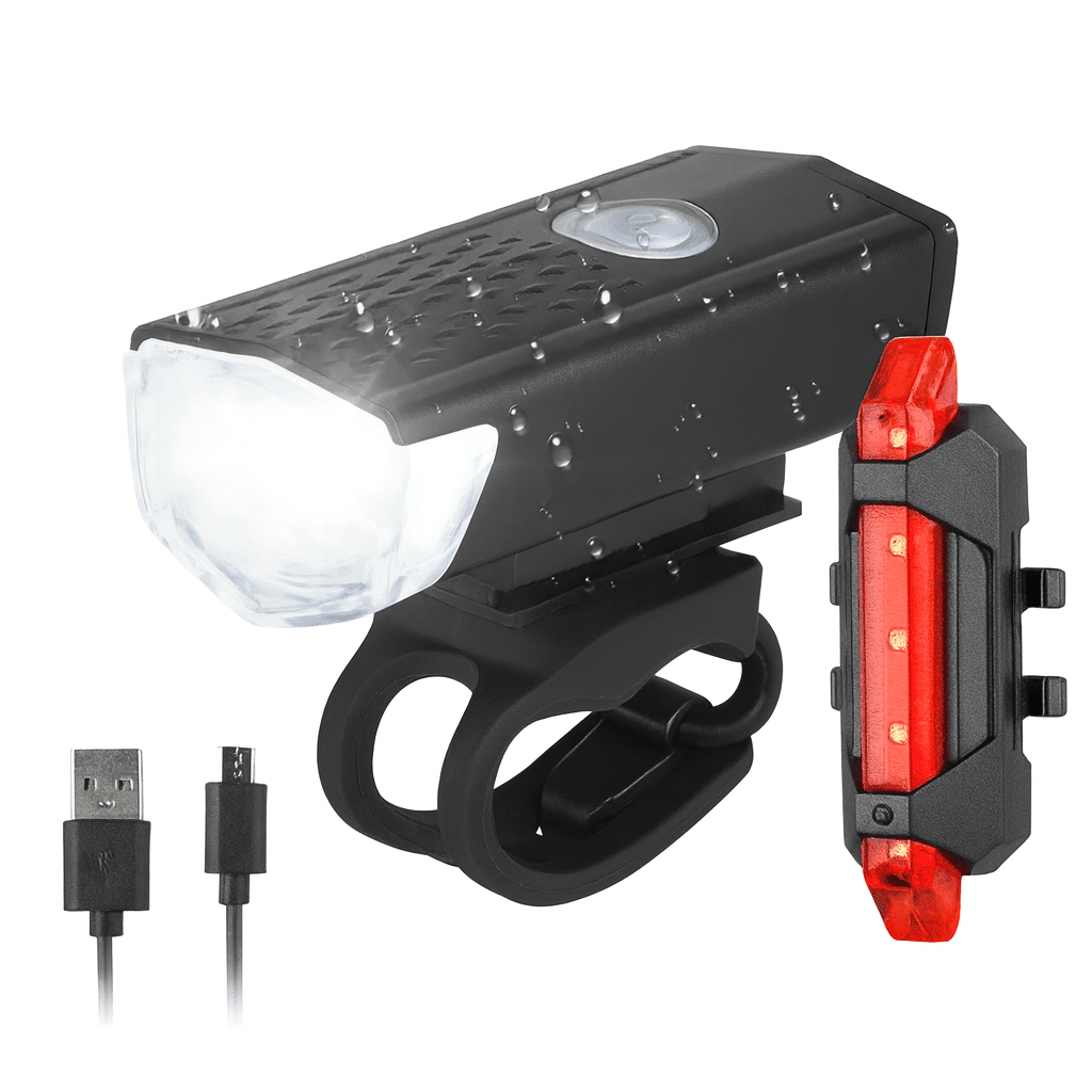 USB Rechargeable Bicycle LED Light Set – Front and Rear Lights for Riding Safety - PhishStones Products