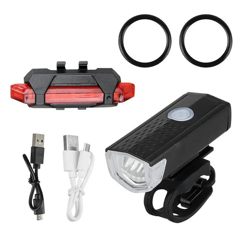 USB Rechargeable Bicycle LED Light Set – Front and Rear Lights for Riding Safety - PhishStones Products