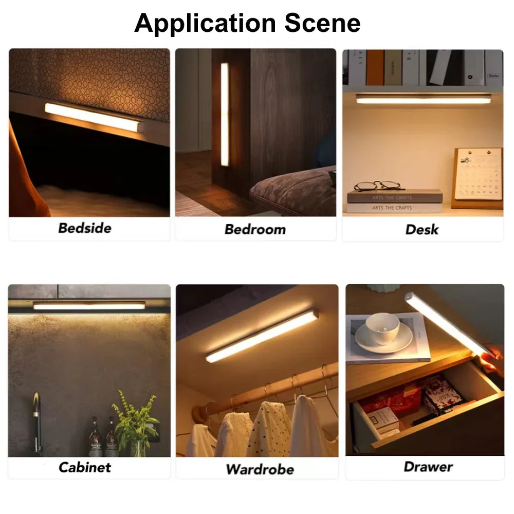 USB Rechargeable Motion Sensor LED Bar Light – Wireless Magnetic Cabinet Night Light, 10/20/30/50 cm (3.9/7.9/11.8/19.7 in), 3 - Color - PhishStones Products