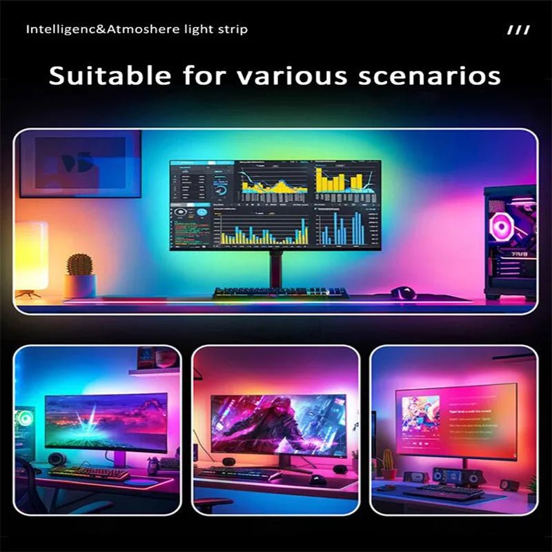 USB RGBIC LED Strip Lights for PC Monitor, App Controlled Gaming Backlight with Music Sync, 24 to 34 Inch Computer Screen LED Lighting for Gaming Room Decor - PhishStones Products
