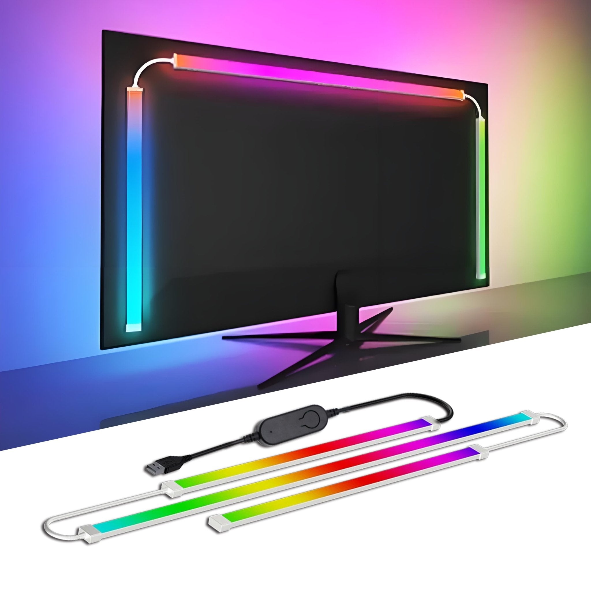 USB RGBIC LED Strip Lights for PC Monitor, App Controlled Gaming Backlight with Music Sync, 24 to 34 Inch Computer Screen LED Lighting for Gaming Room Decor - PhishStones Products