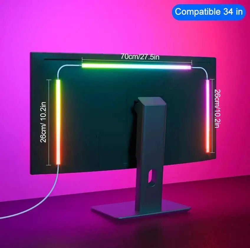 USB RGBIC LED Strip Lights for PC Monitor, App Controlled Gaming Backlight with Music Sync, 24 to 34 Inch Computer Screen LED Lighting for Gaming Room Decor - PhishStones Products