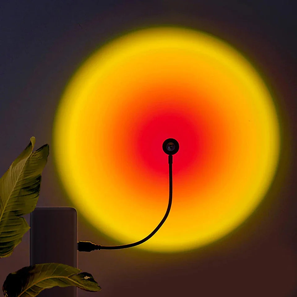 USB Sunset LED Lamp Rainbow Neon Night Light Projector, Bedroom & Photography Mood Light for Home Decor - PhishStones Products