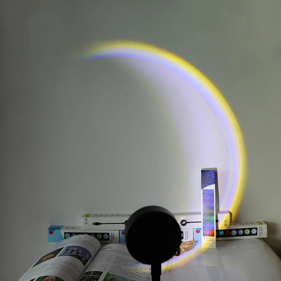 USB Sunset LED Lamp Rainbow Neon Night Light Projector, Bedroom & Photography Mood Light for Home Decor - PhishStones Products