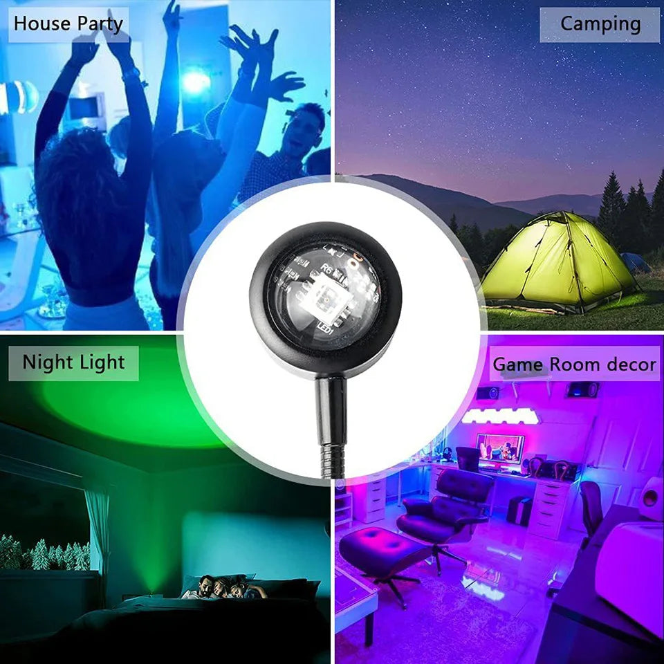 USB Sunset LED Lamp Rainbow Neon Night Light Projector, Bedroom & Photography Mood Light for Home Decor - PhishStones Products